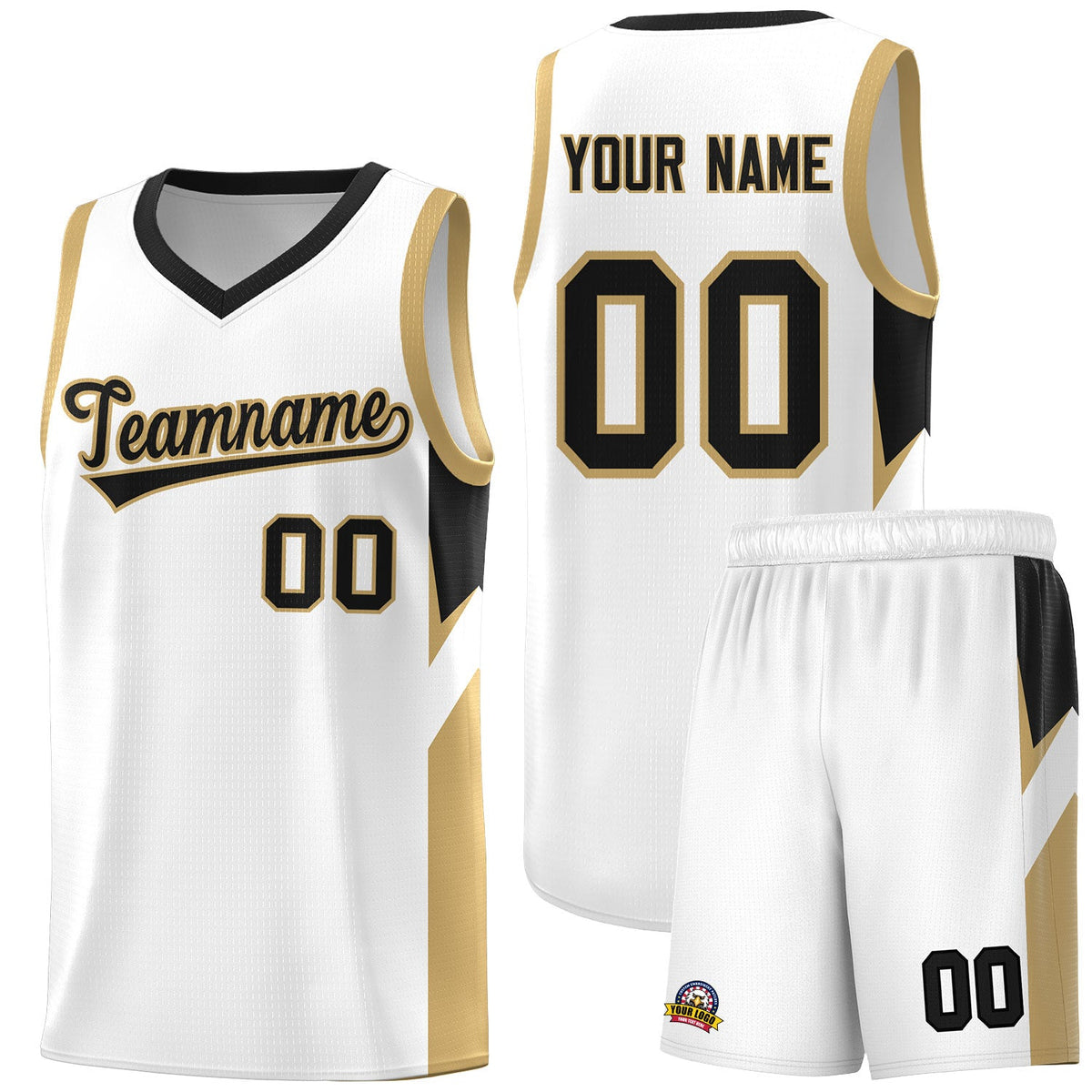 Custom White Black Side Design Sets Sports Uniform Basketball Jersey