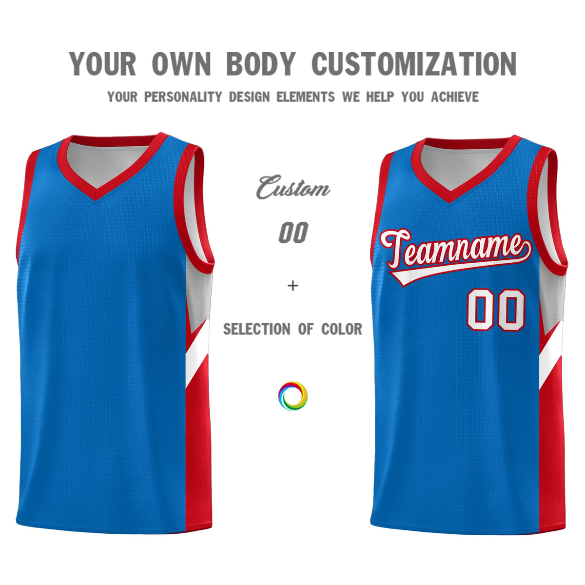 Custom Royal Red Side Design Sets Sports Uniform Basketball Jersey