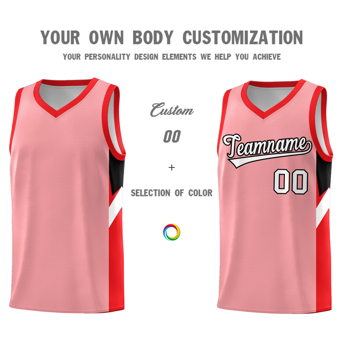 Custom Light Pink Red Side Design Sets Sports Uniform Basketball Jersey
