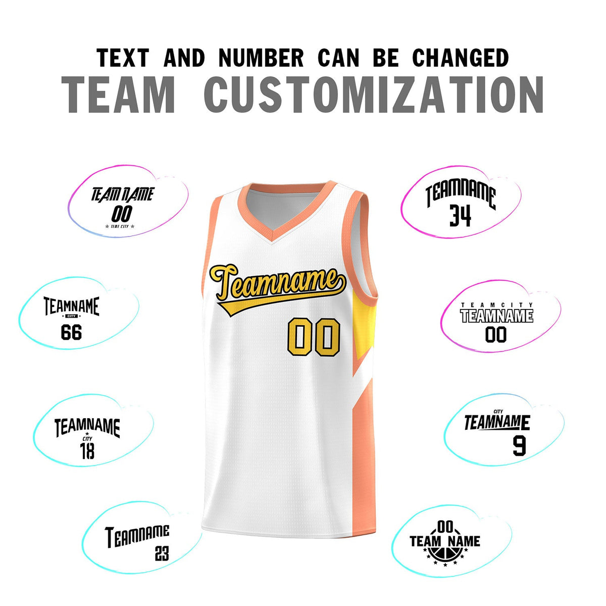 Custom White Orange Side Design Sets Sports Uniform Basketball Jersey