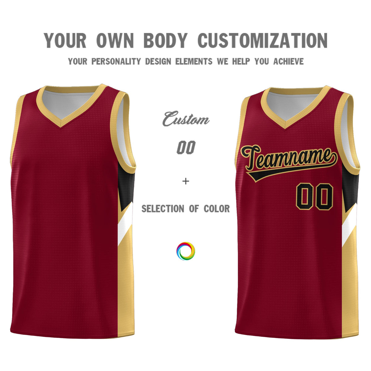 Custom Crimson Old Gold Side Design Sets Sports Uniform Basketball Jersey