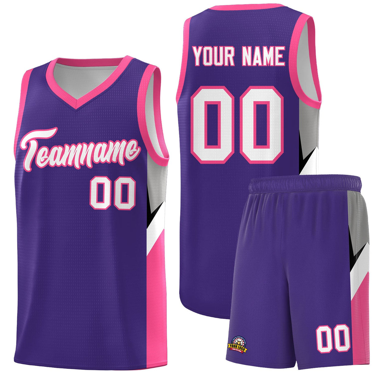 Custom Purple Pink Side Design Sets Sports Uniform Basketball Jersey