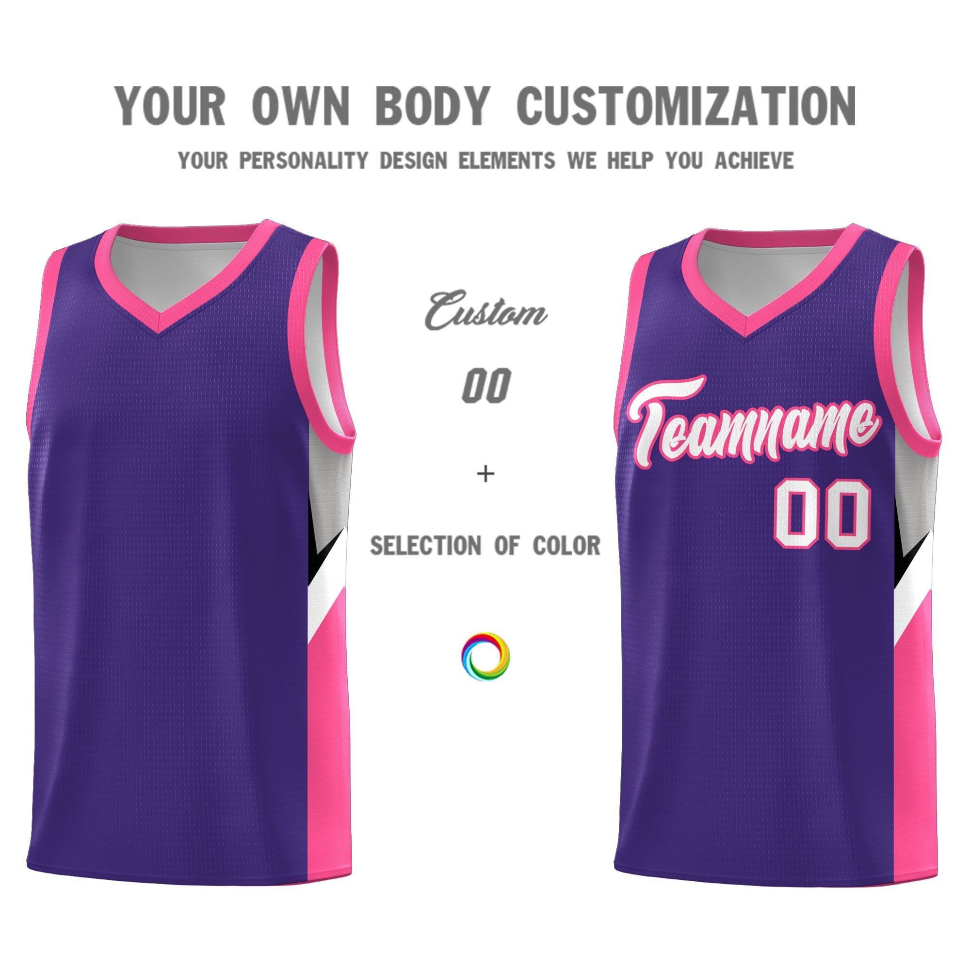 Custom Purple Pink Side Design Sets Sports Uniform Basketball Jersey