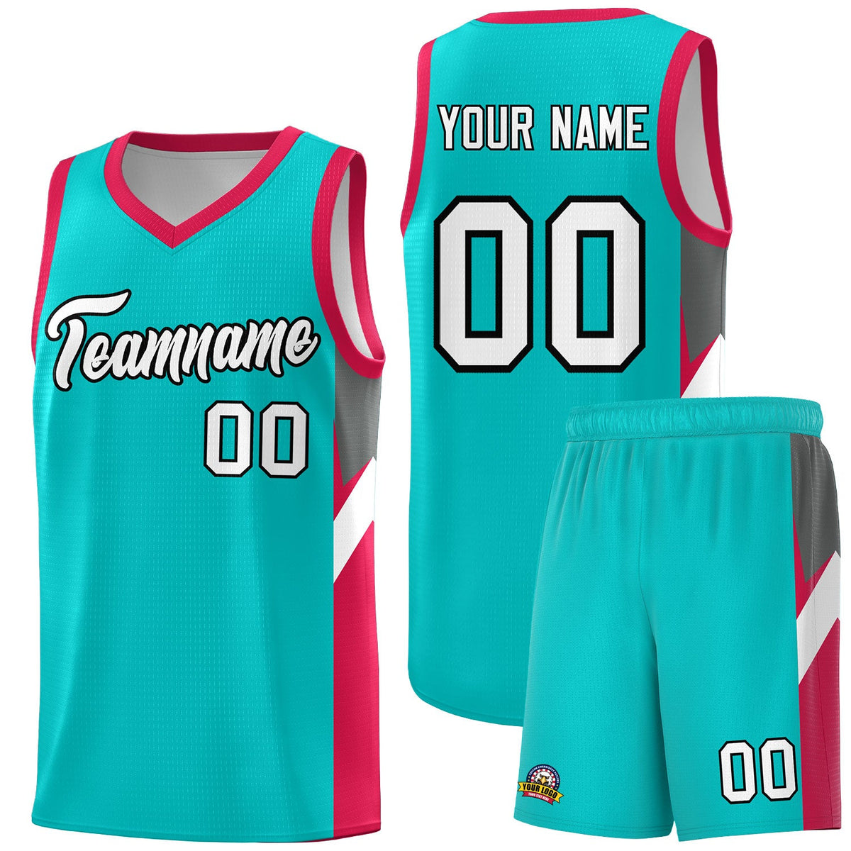 Custom Aqua Red Side Design Sets Sports Uniform Basketball Jersey