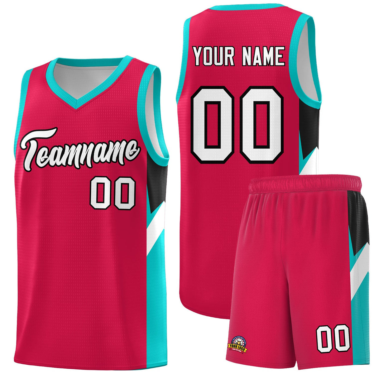 Custom Red Aqua Side Design Sets Sports Uniform Basketball Jersey