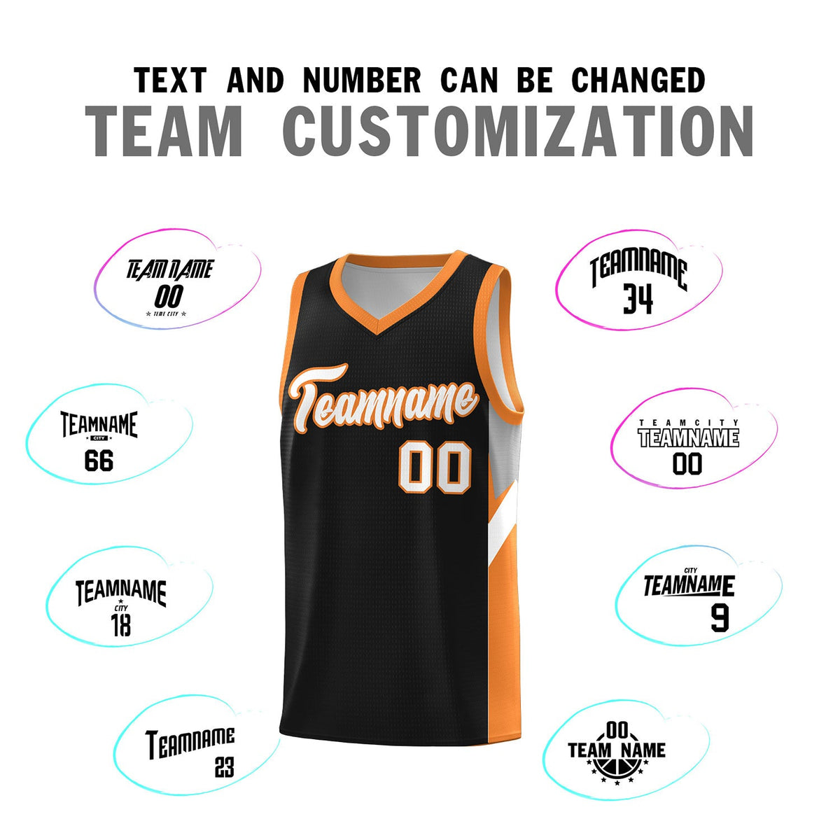 Custom Black Gold Orange Side Design Sets Sports Uniform Basketball Jersey