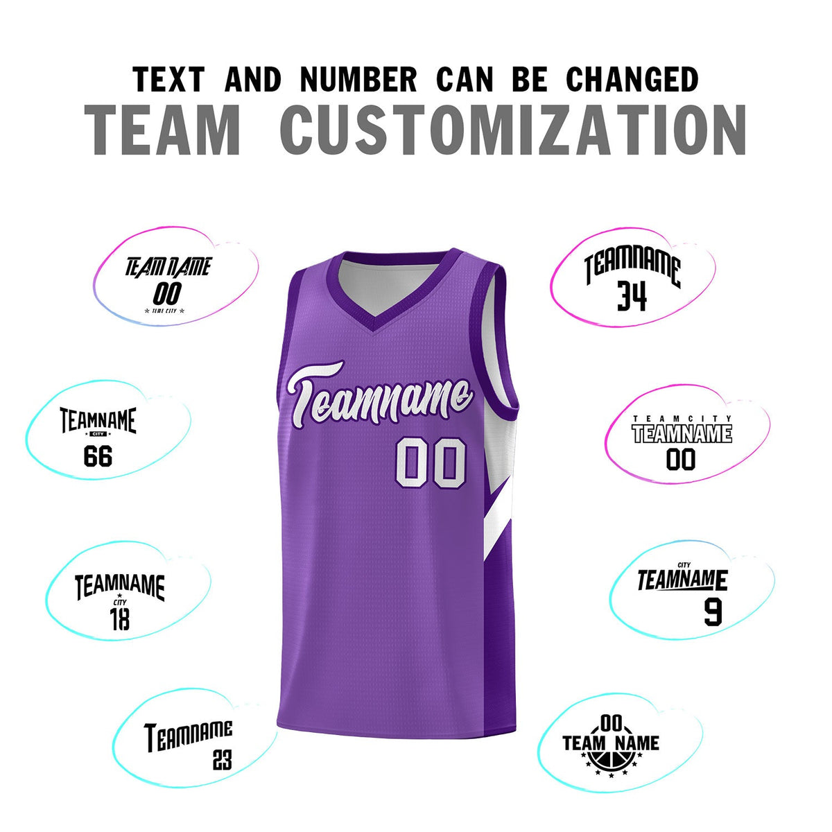 Custom Light Purple Purple Side Design Sets Sports Uniform Basketball Jersey