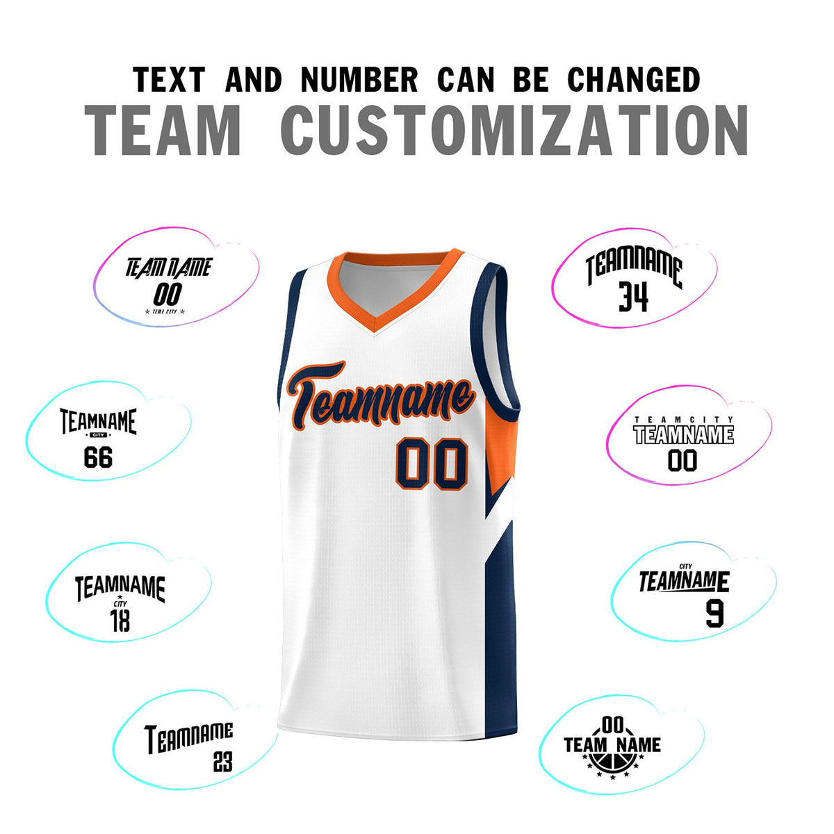 Custom White Orange Side Design Sets Sports Uniform Basketball Jersey