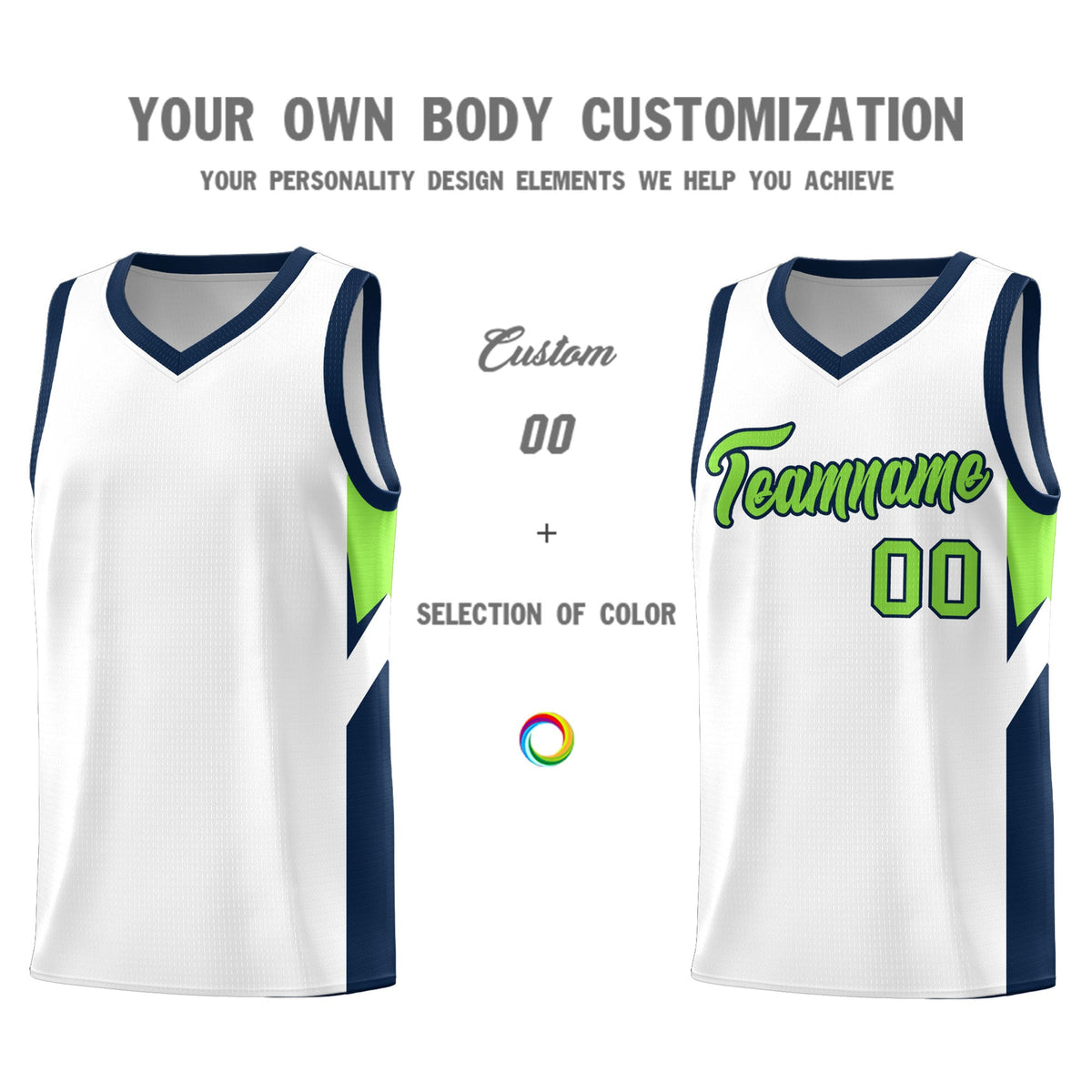 Custom White Navy Side Design Sets Sports Uniform Basketball Jersey