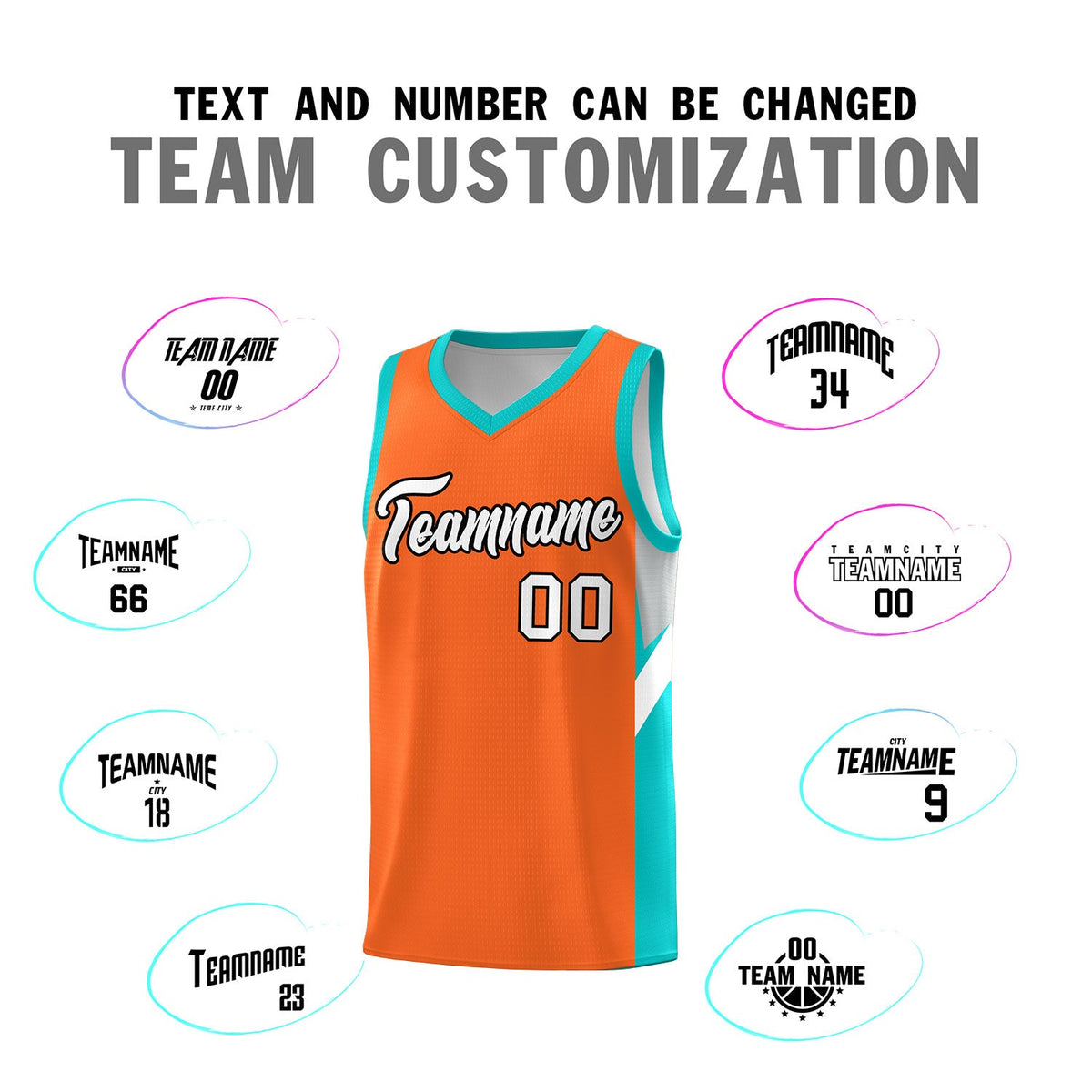 Custom Orange Aqua Side Design Sets Sports Uniform Basketball Jersey