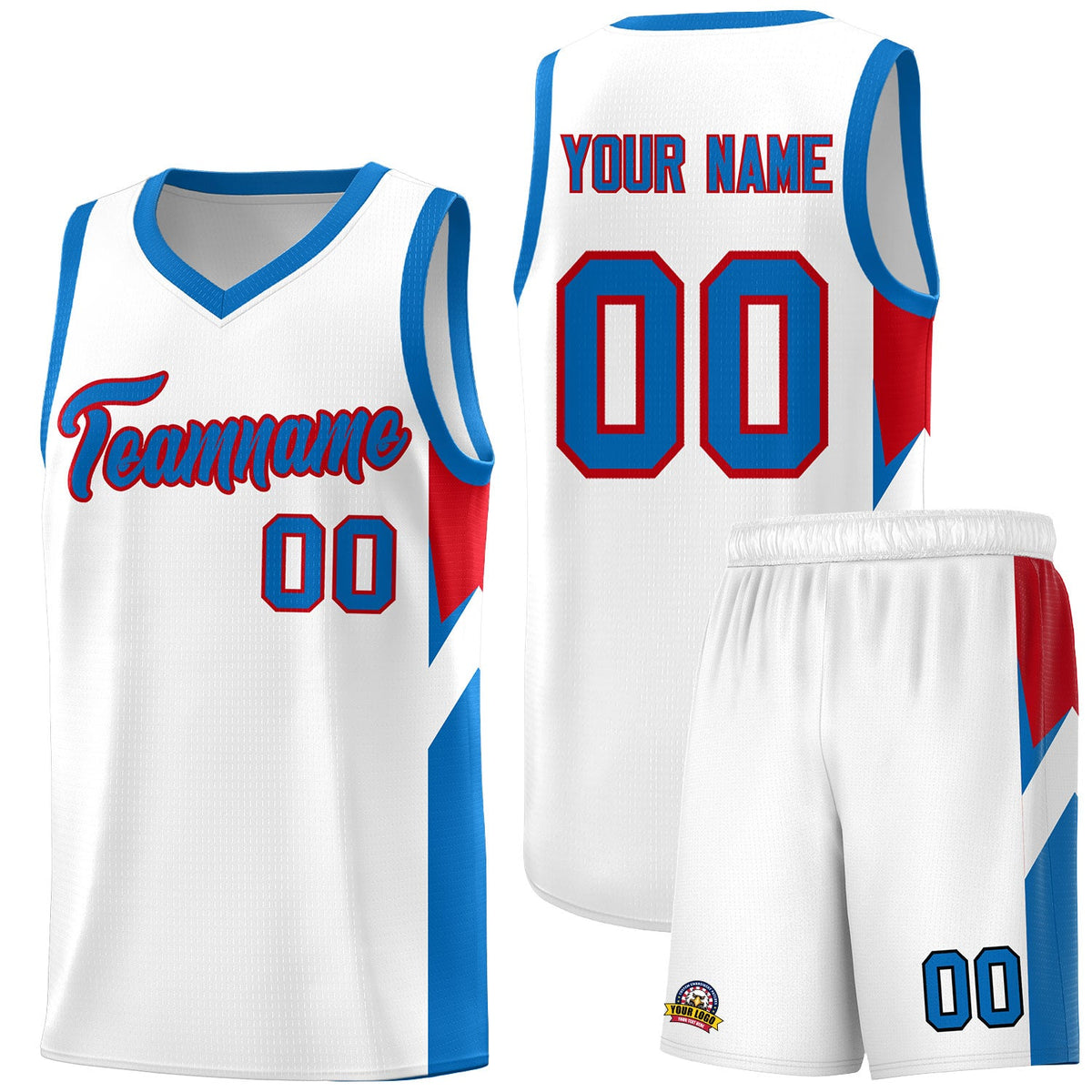 Custom White Royal Side Design Sets Sports Uniform Basketball Jersey