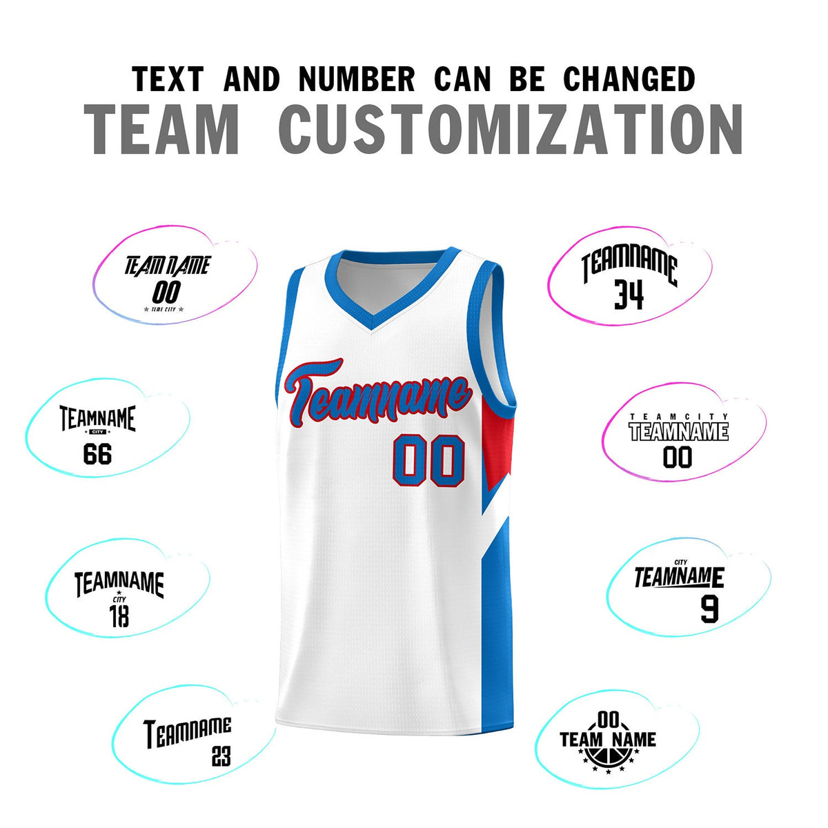 Custom White Royal Side Design Sets Sports Uniform Basketball Jersey