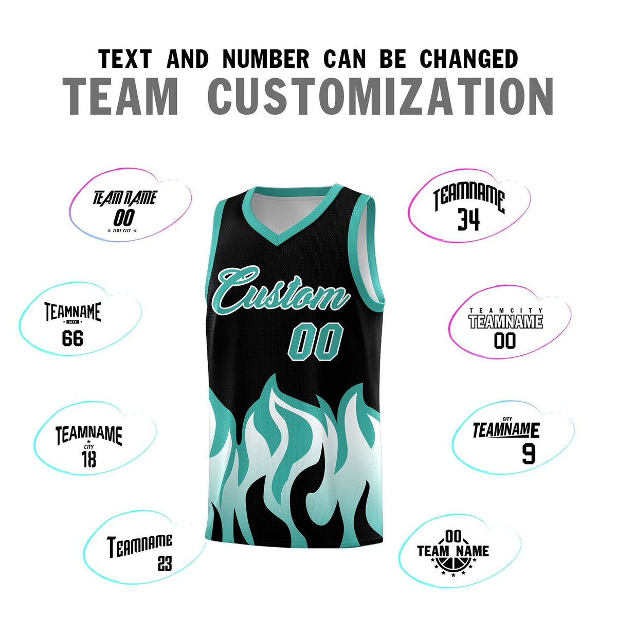 Custom Black Bright Green Hem Flame Pattern Fashion Sports Uniform Basketball Kits