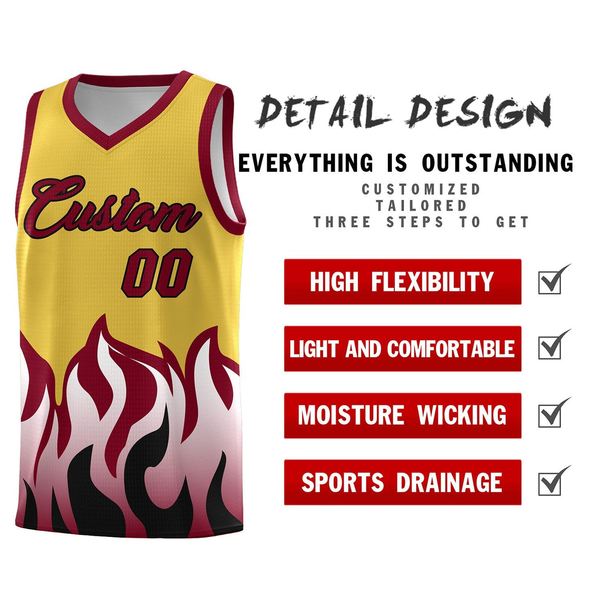 Custom Purple Crimson Hem Flame Pattern Fashion Sports Uniform Basketball Kits