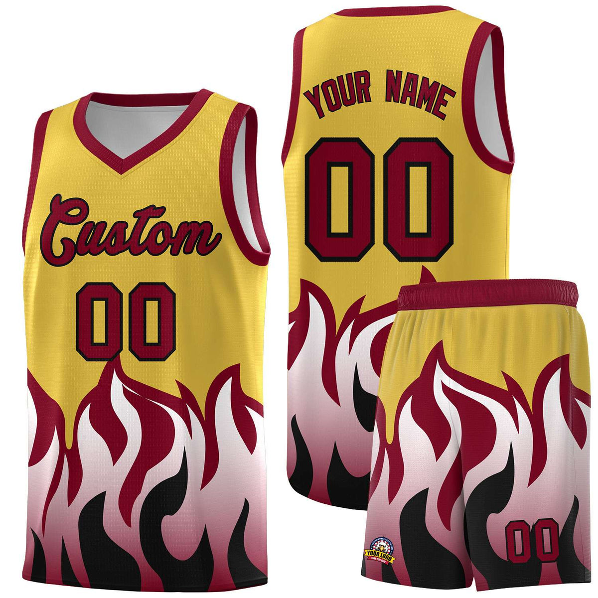 Custom Purple Crimson Hem Flame Pattern Fashion Sports Uniform Basketball Kits