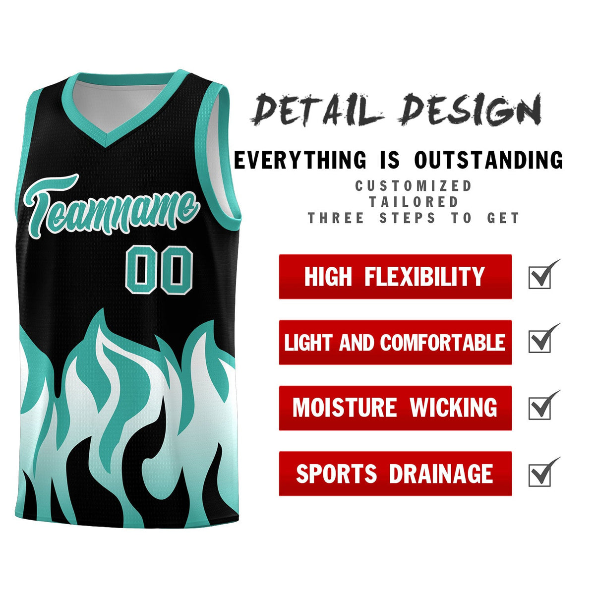 Custom Black Bright Green Hem Flame Pattern Fashion Sports Uniform Basketball Kits