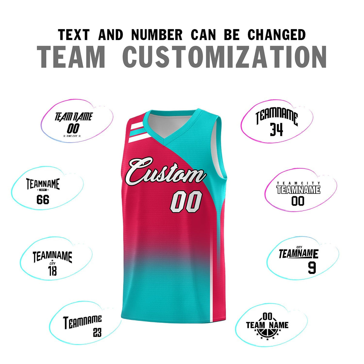 Custom Red Aqua Gradient Fashion Sets Sports Uniform Basketball Jersey