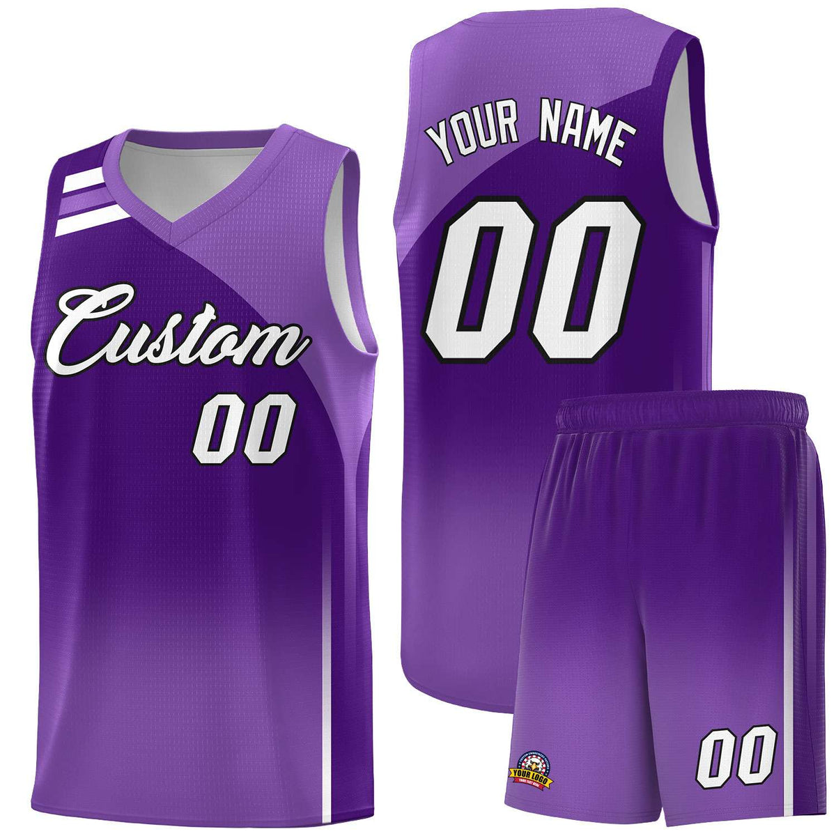 Custom Purple and Purple Gradient Fashion Sets Sports Uniform Basketball Jersey