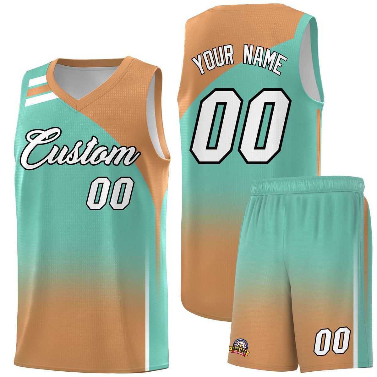 Custom Navy and Buckskin Brown Gradient Fashion Sets Sports Uniform Basketball Jersey