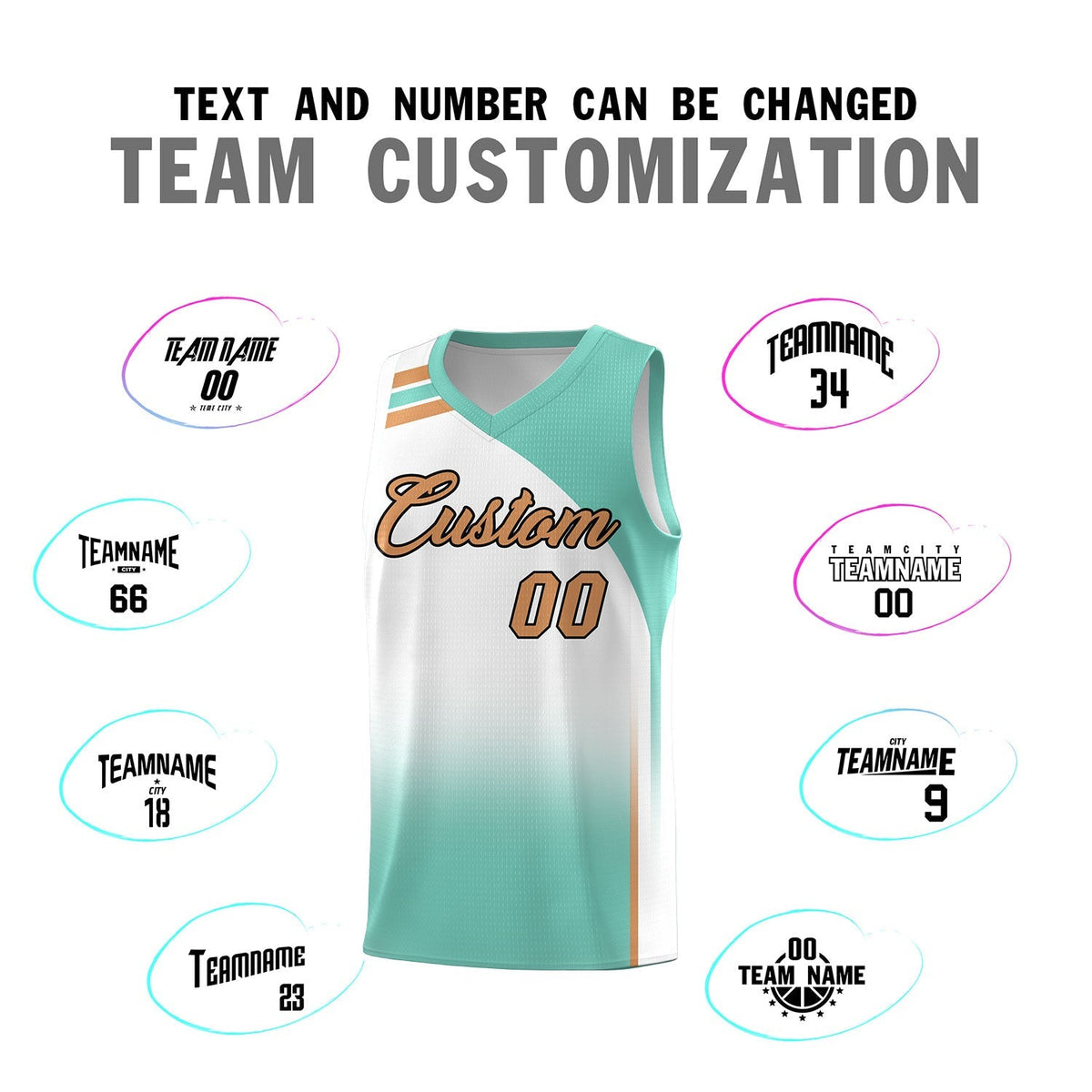 Custom White Bright Green Gradient Fashion Sets Sports Uniform Basketball Jersey