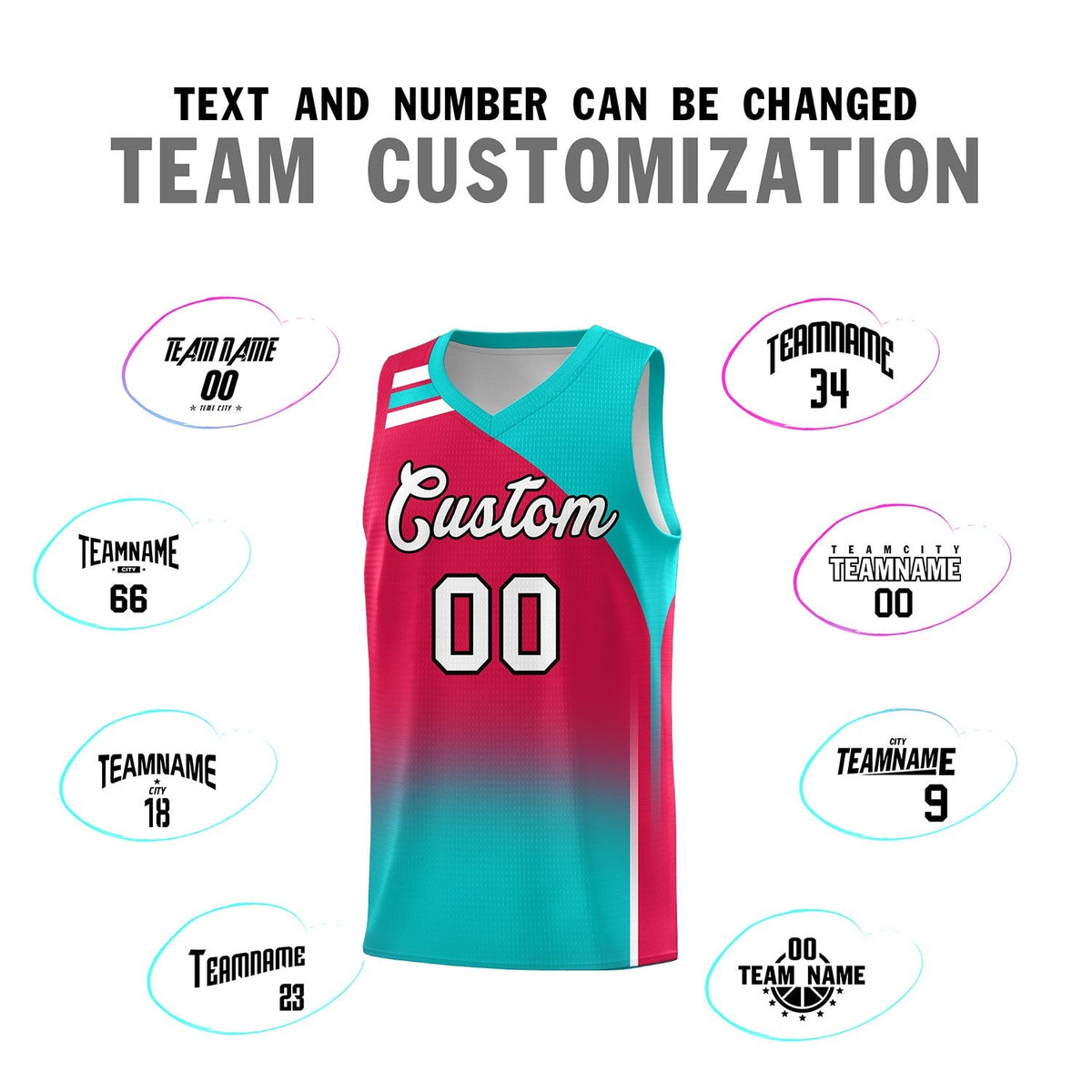Custom Red Aqua Gradient Fashion Sets Sports Uniform Basketball Jersey