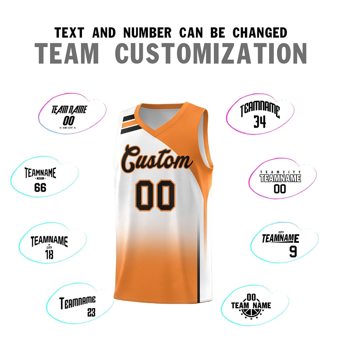 Custom White Gold Orange Gradient Fashion Sets Sports Uniform Basketball Jersey