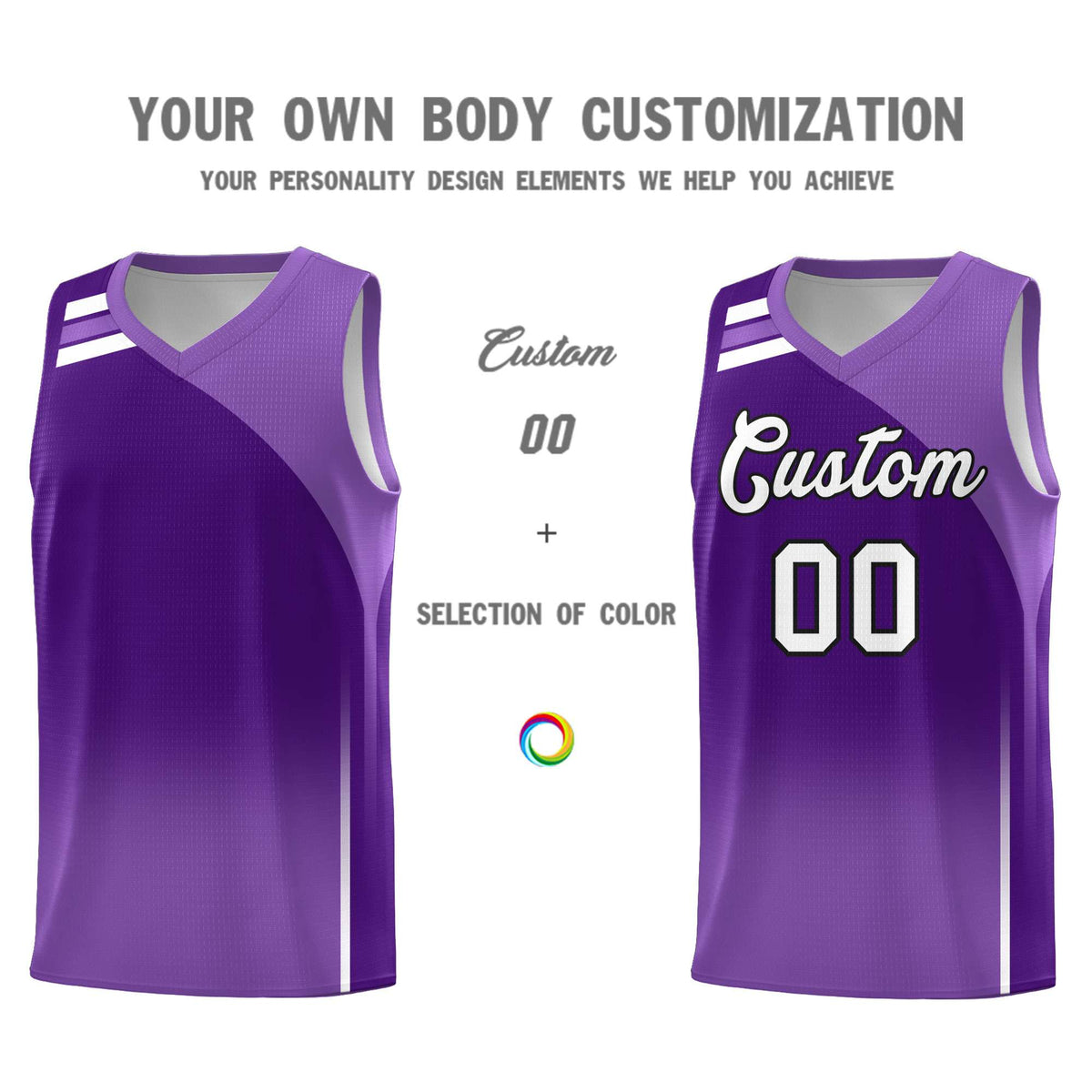 Custom Purple Purple Gradient Fashion Sets Sports Uniform Basketball Jersey