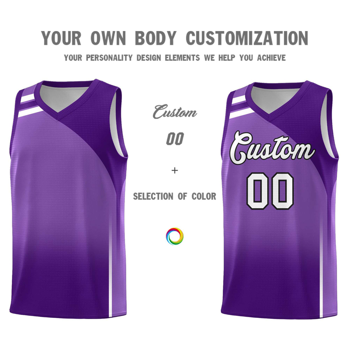 Custom Purple Purple Gradient Fashion Sets Sports Uniform Basketball Jersey