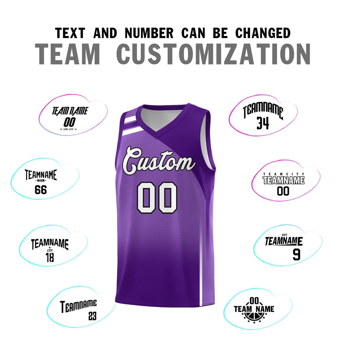 Custom Purple Purple Gradient Fashion Sets Sports Uniform Basketball Jersey