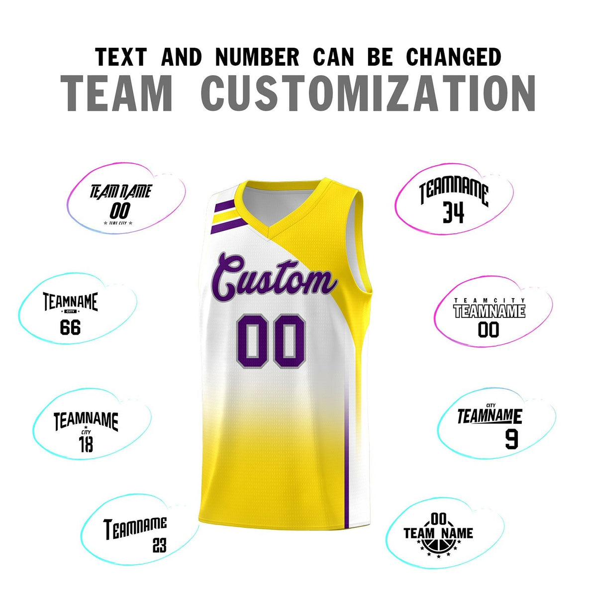 Custom White Gold Gradient Fashion Sets Sports Uniform Basketball Jersey