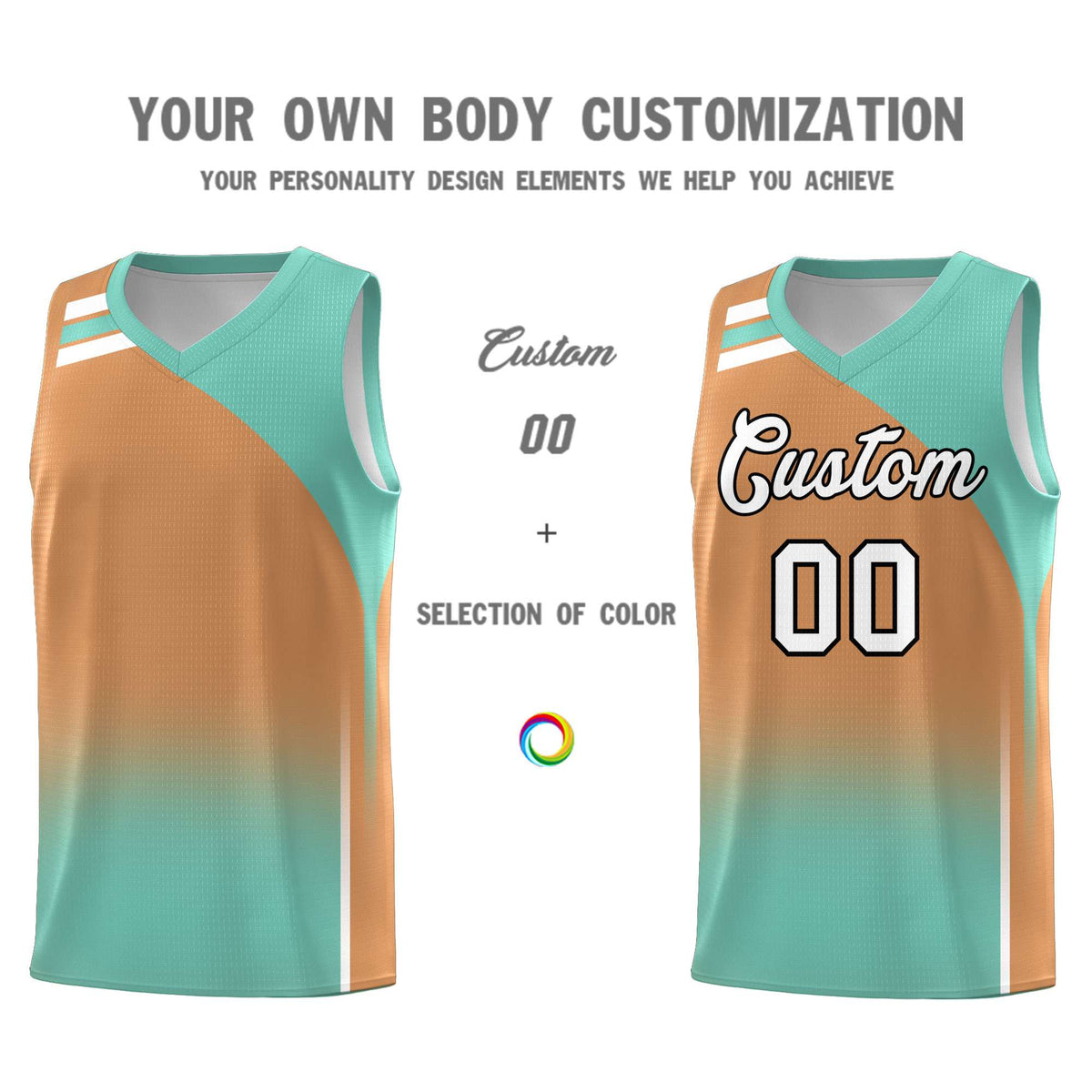 Custom Buckskin Brown Bright Green Gradient Fashion Sets Sports Uniform Basketball Jersey