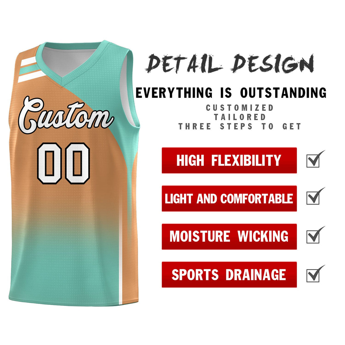 Custom Buckskin Brown Bright Green Gradient Fashion Sets Sports Uniform Basketball Jersey