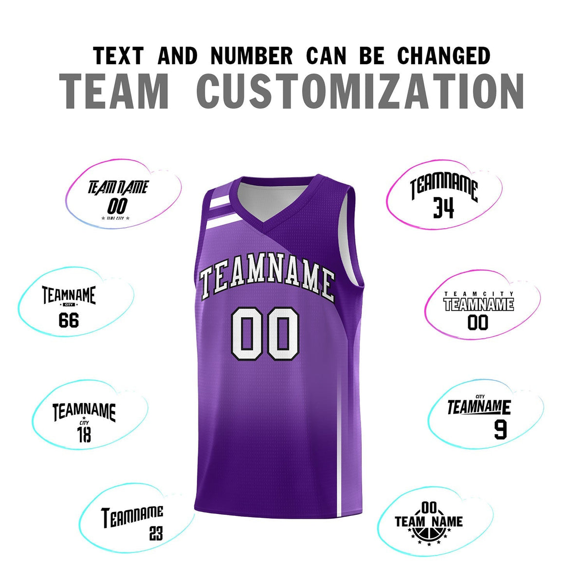 Custom Purple Purple Gradient Fashion Sets Sports Uniform Basketball Jersey