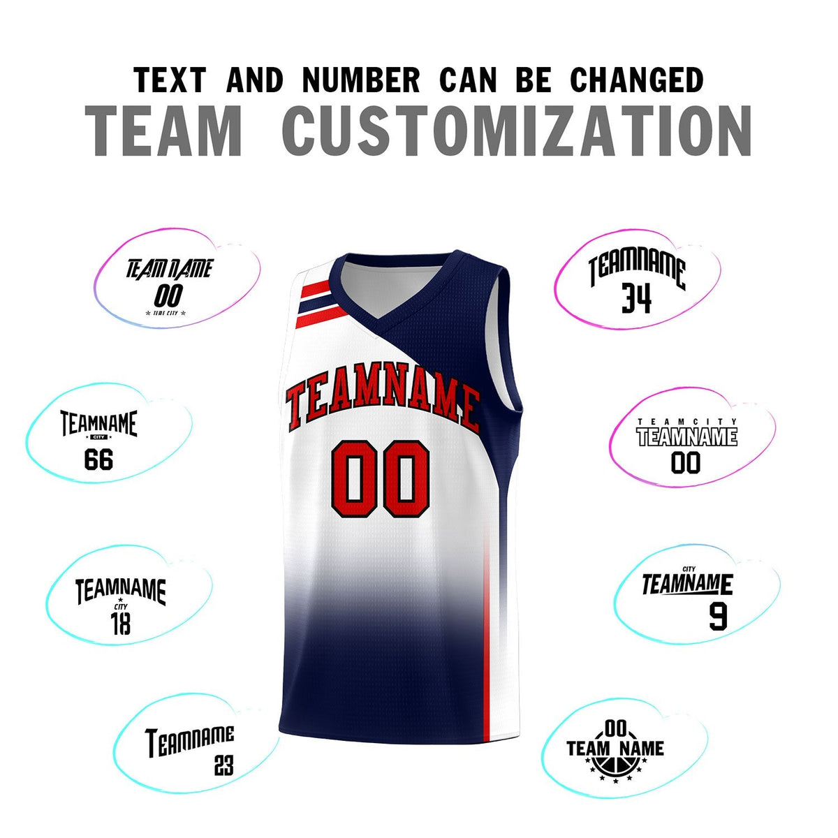 Custom White Navy Gradient Fashion Sets Sports Uniform Basketball Jersey