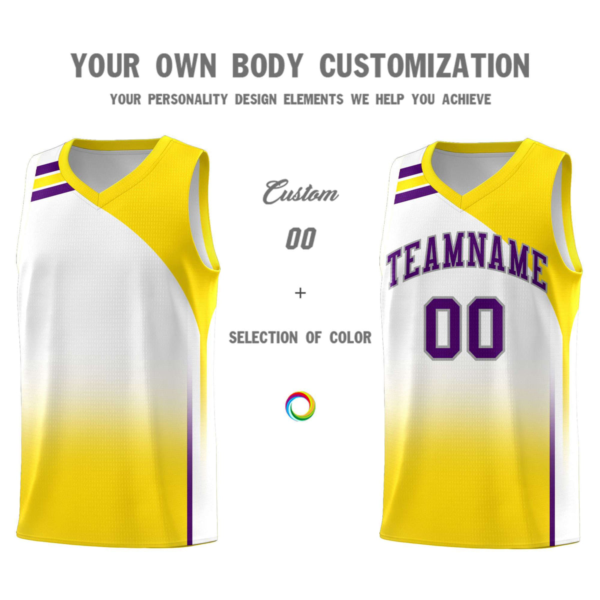 Custom White Gold Gradient Fashion Sets Sports Uniform Basketball Jersey