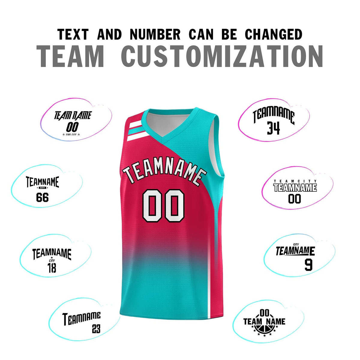 Custom Red Aqua Gradient Fashion Sets Sports Uniform Basketball Jersey