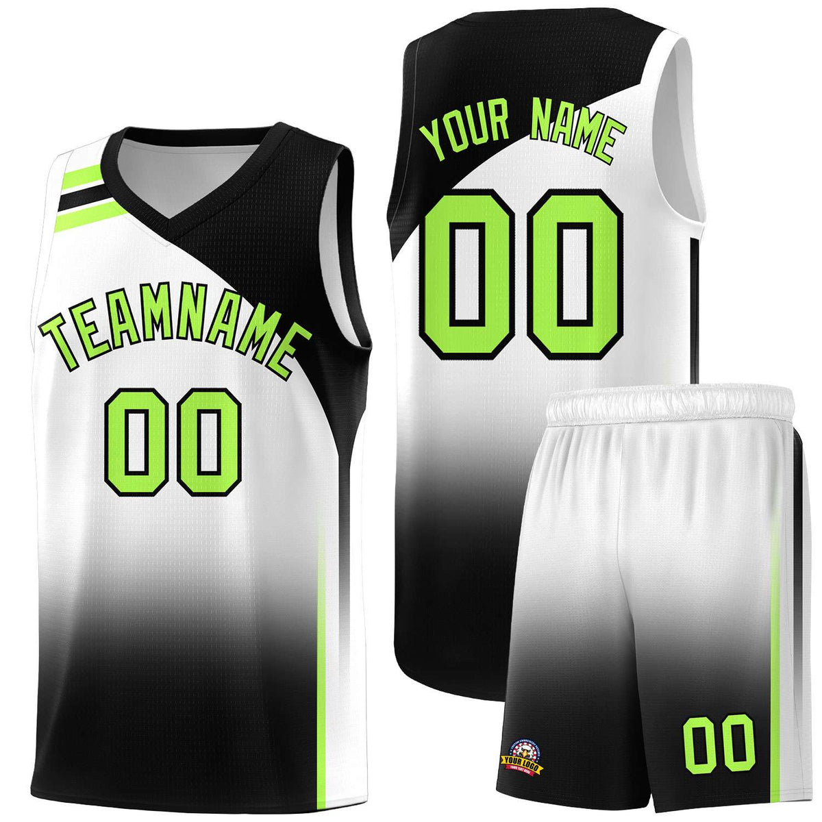 Custom White Black Gradient Fashion Sets Sports Uniform Basketball Jersey