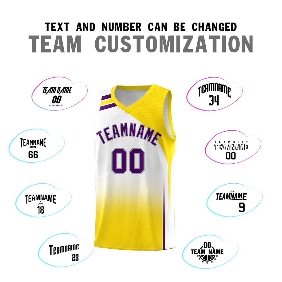 Custom White Gold Gradient Fashion Sets Sports Uniform Basketball Jersey