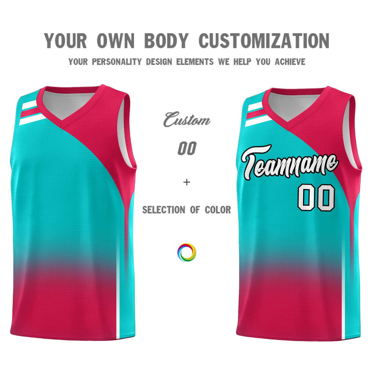 Custom Aqua Red Gradient Fashion Sets Sports Uniform Basketball Jersey