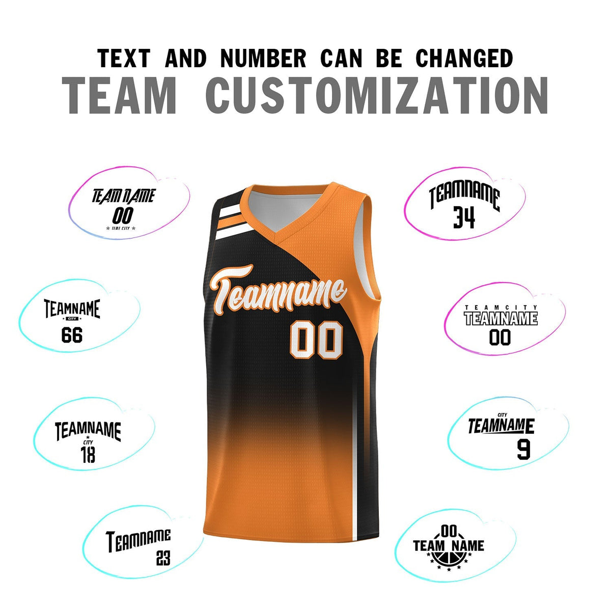 Custom Black Gold Orange Gradient Fashion Sets Sports Uniform Basketball Jersey