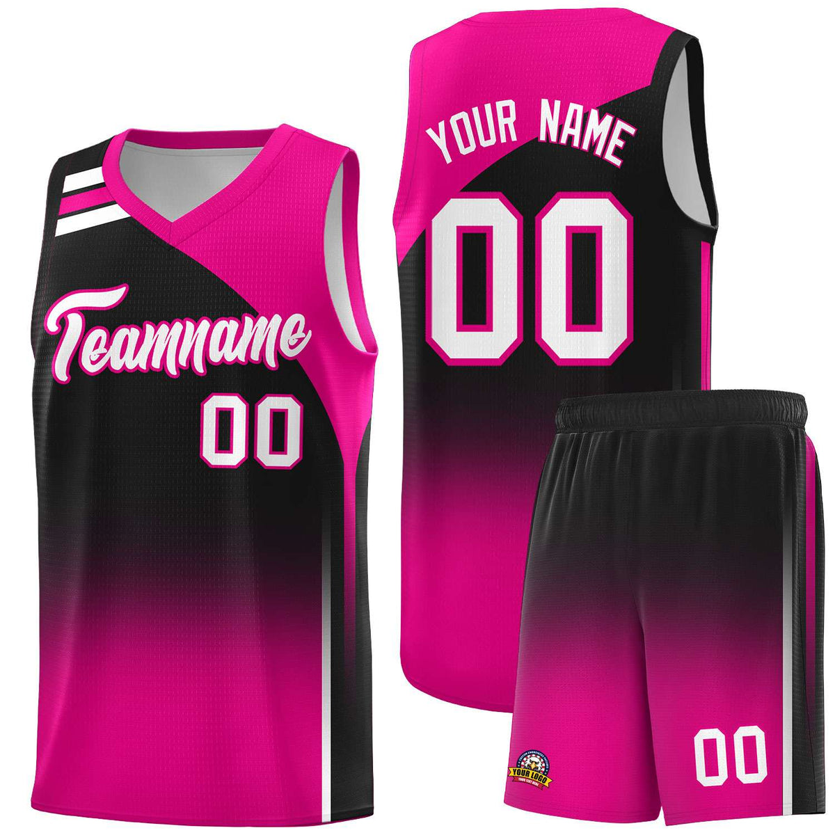 Custom Black Pink Gradient Fashion Sets Sports Uniform Basketball Jersey