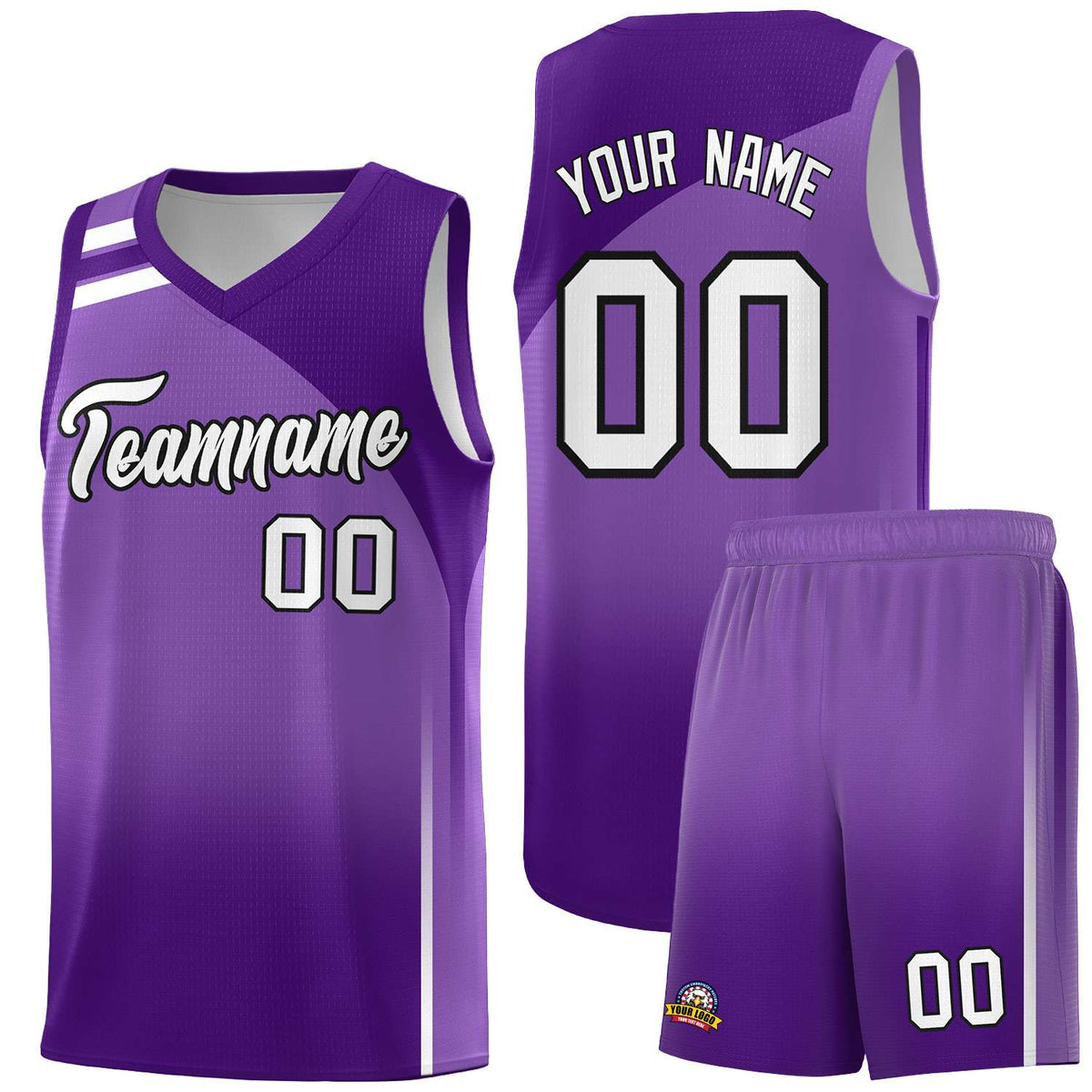 Custom Purple Purple Gradient Fashion Sets Sports Uniform Basketball Jersey