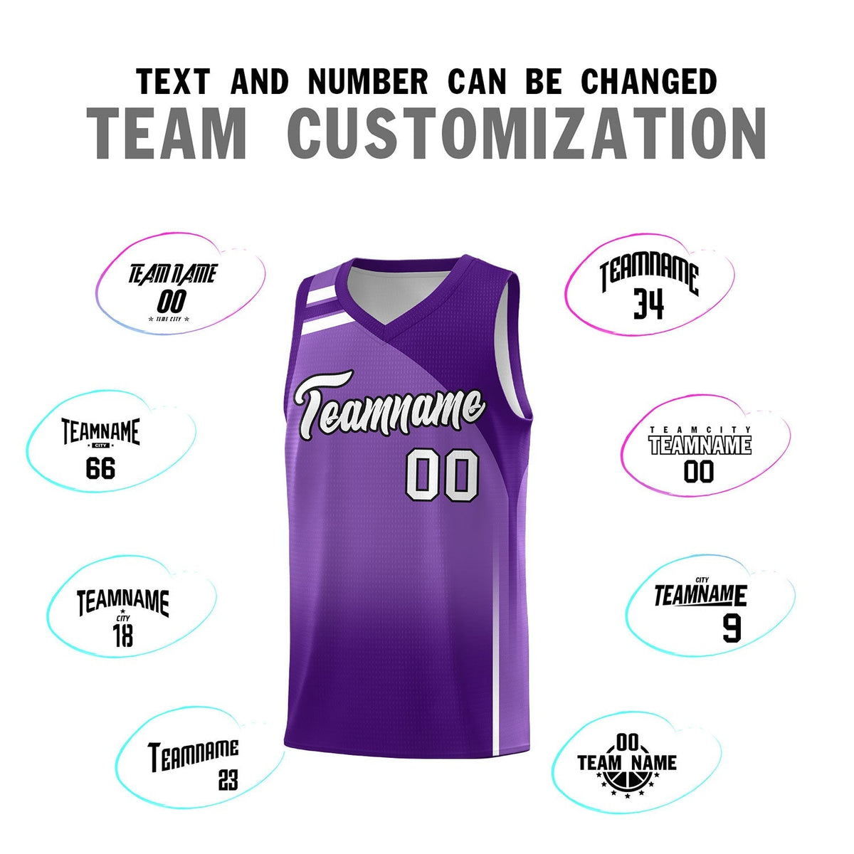 Custom Purple Purple Gradient Fashion Sets Sports Uniform Basketball Jersey