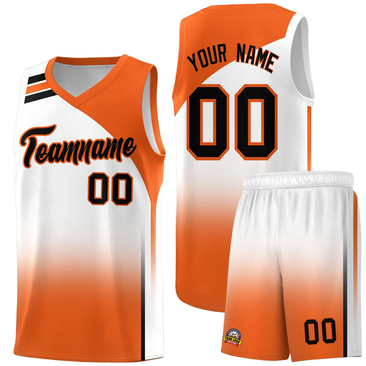 Custom White Orange Gradient Fashion Sets Sports Uniform Basketball Jersey