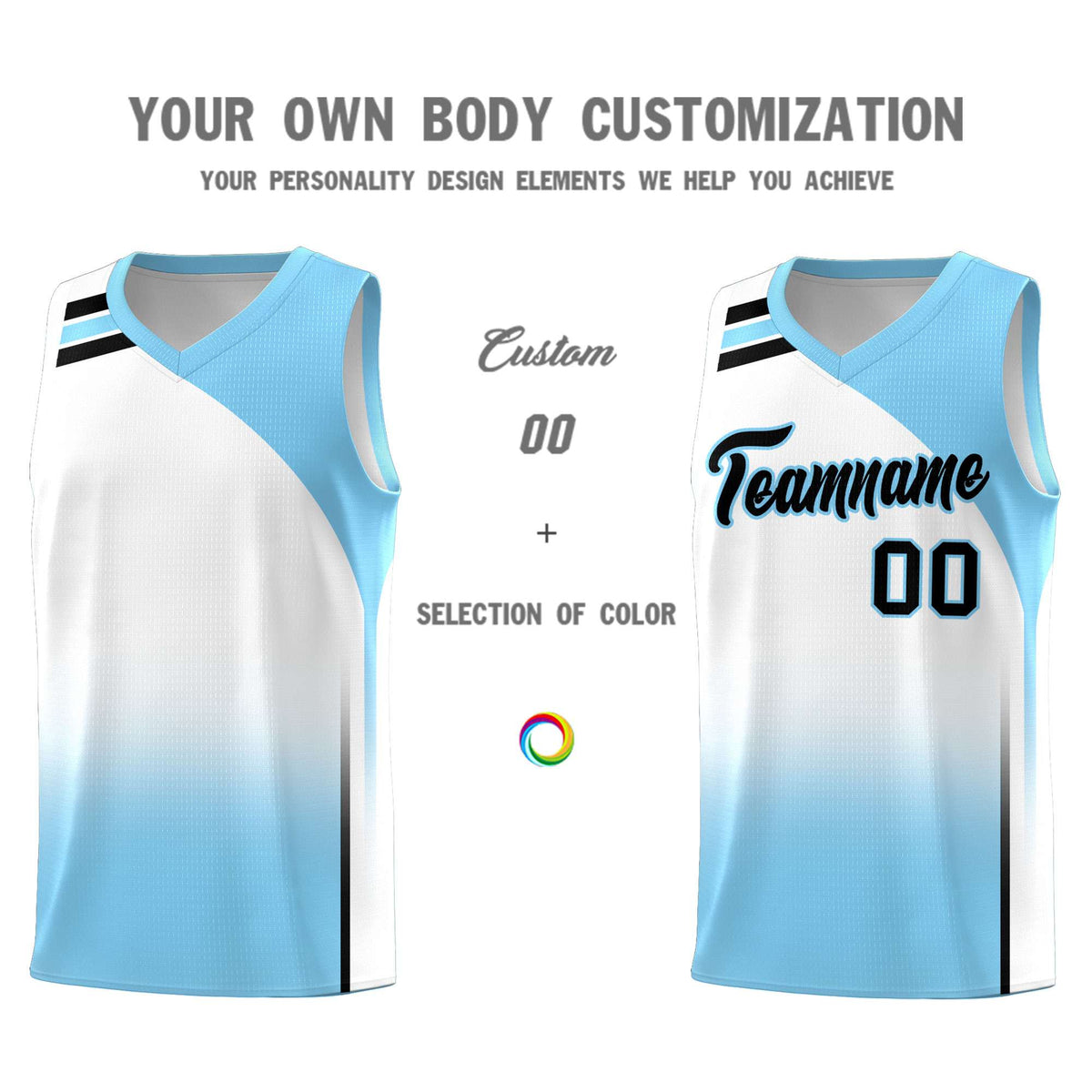 Custom Light Blue White Gradient Fashion Sets Sports Uniform Basketball Jersey