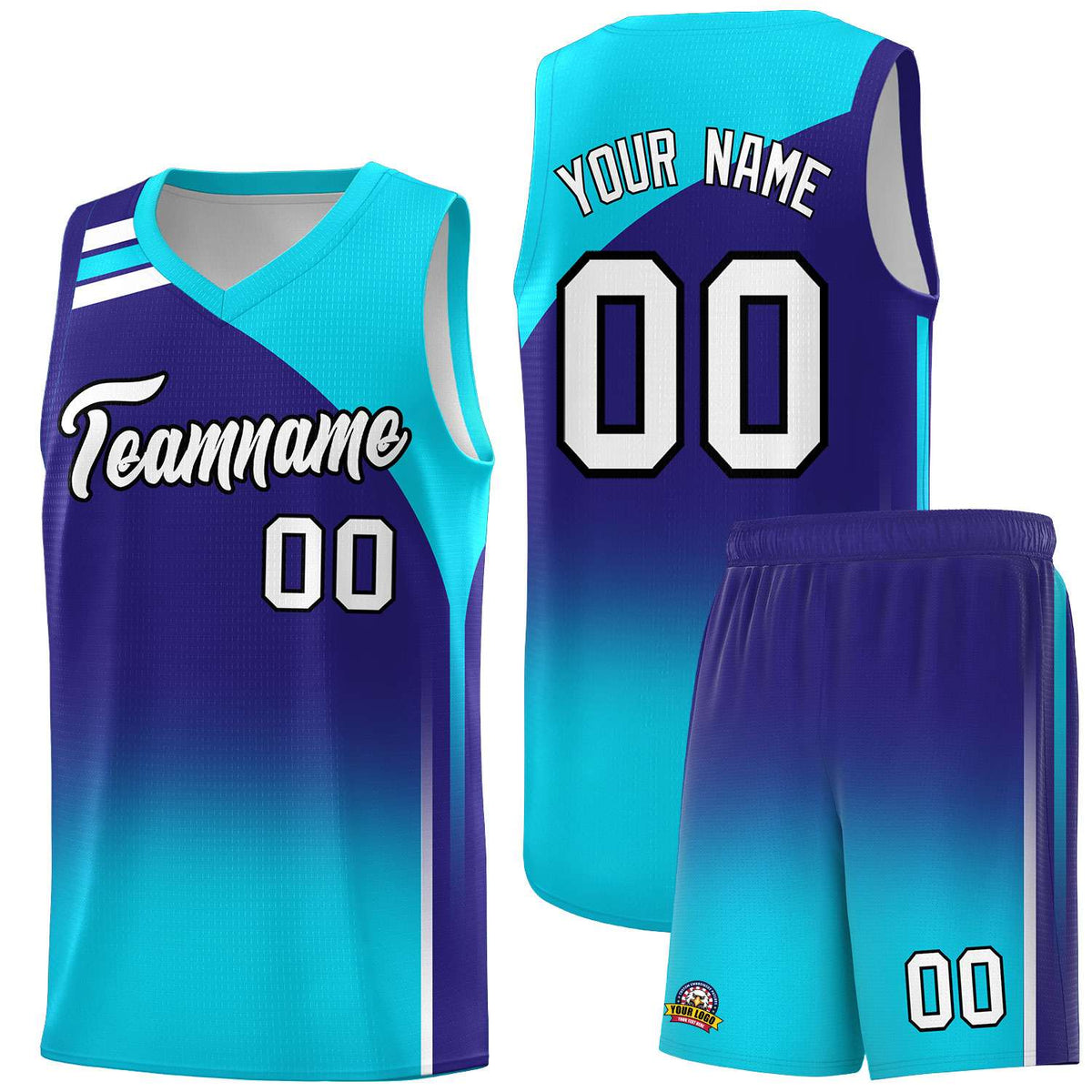 Custom Royal Sky Blue Gradient Fashion Sets Sports Uniform Basketball Jersey