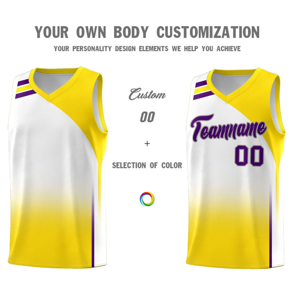 Custom White Gold Gradient Fashion Sets Sports Uniform Basketball Jersey