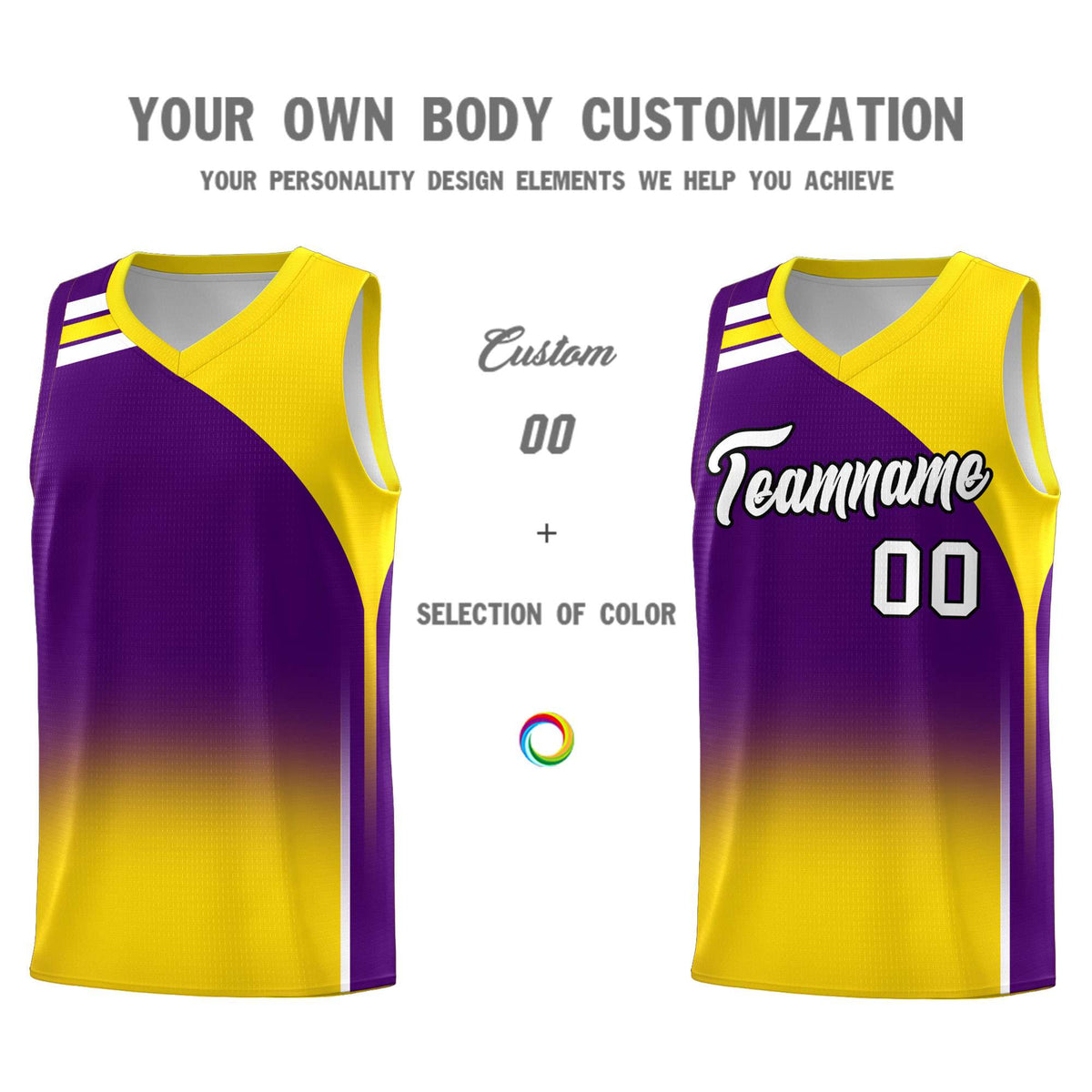 Custom Purple Gold Gradient Fashion Sets Sports Uniform Basketball Jersey