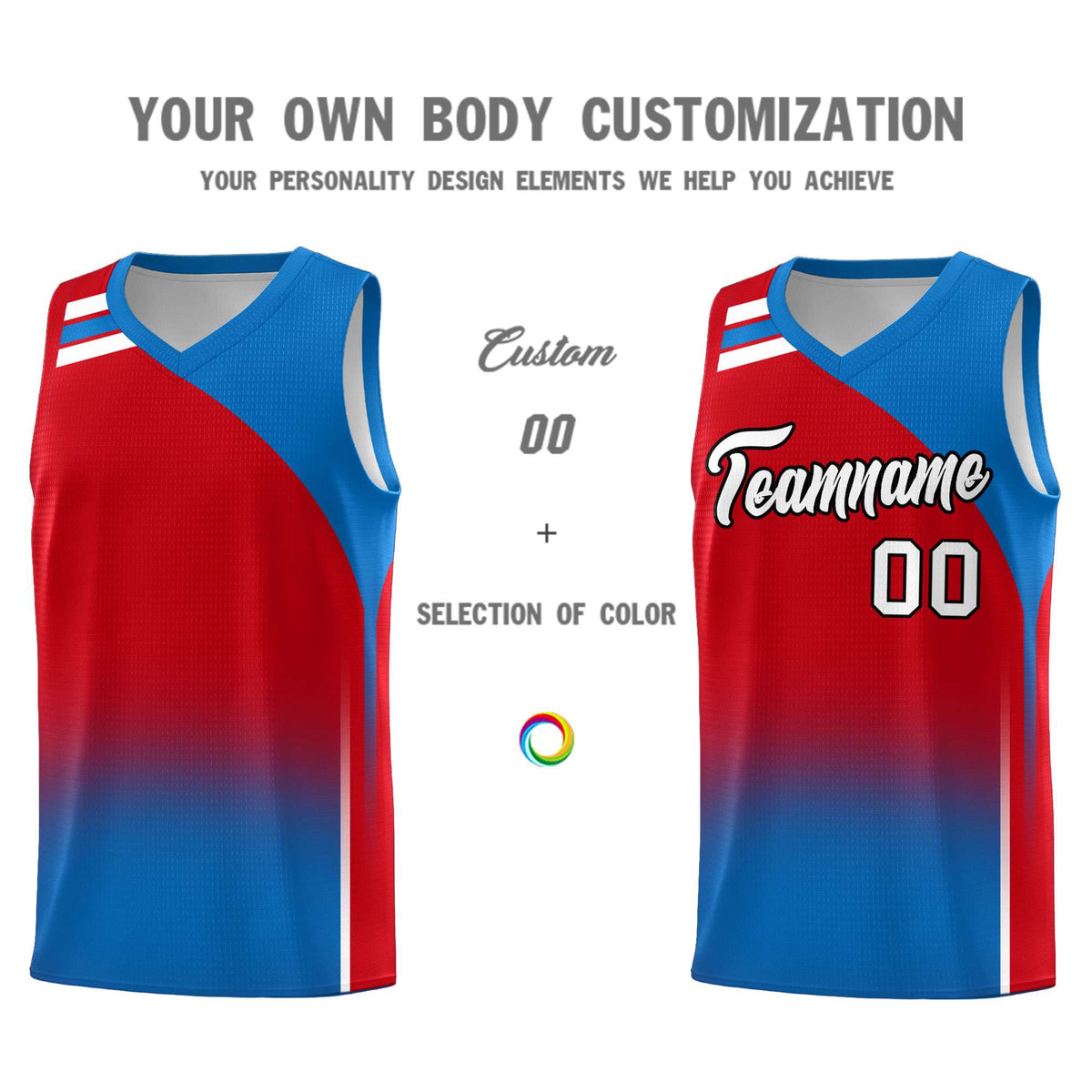 Custom Red Royal Gradient Fashion Sets Sports Uniform Basketball Jersey