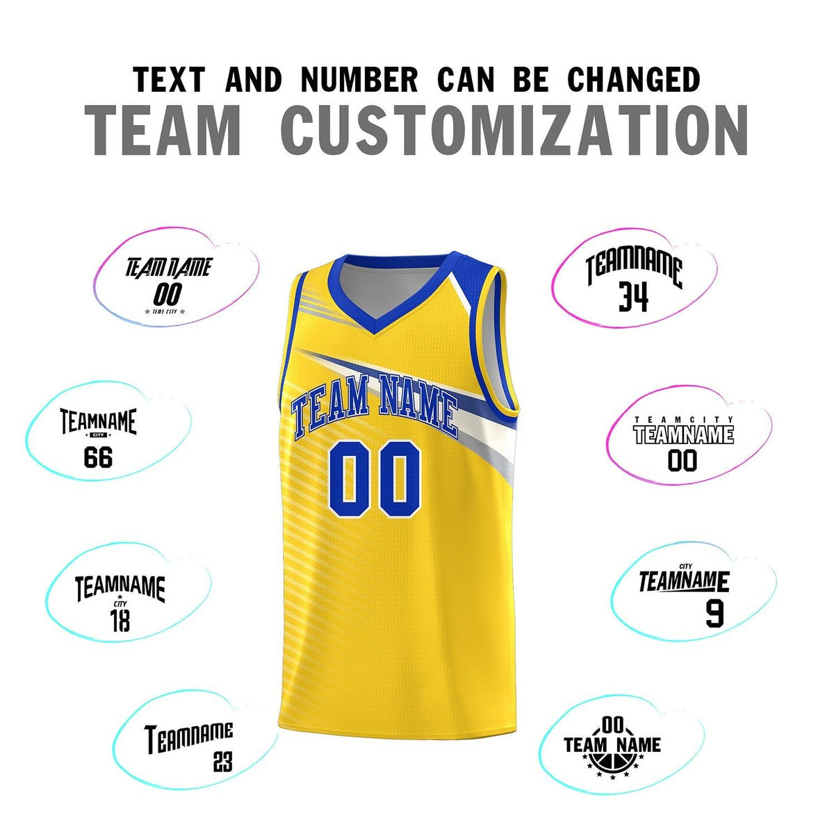 Custom Gold Royal-White Chest Color Block Sports Uniform Basketball Jersey